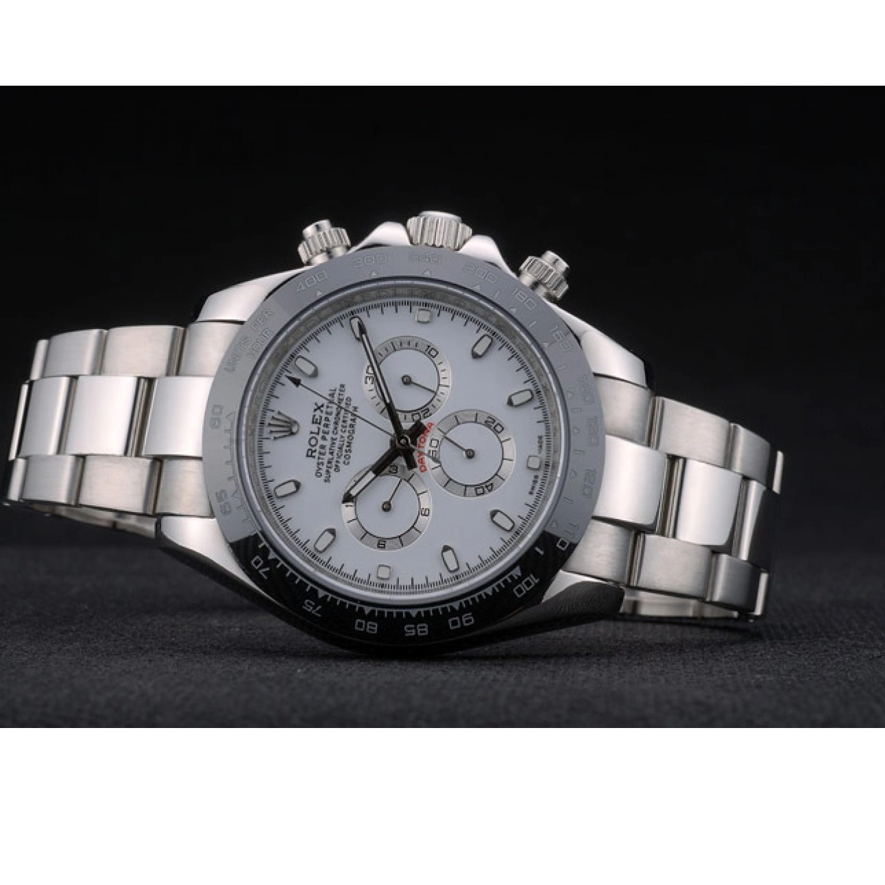 Rolex copies cheap Steep White Ceramic Tachymeter 80249 Black Strap Dial Rolex Daytona Stainless 0710